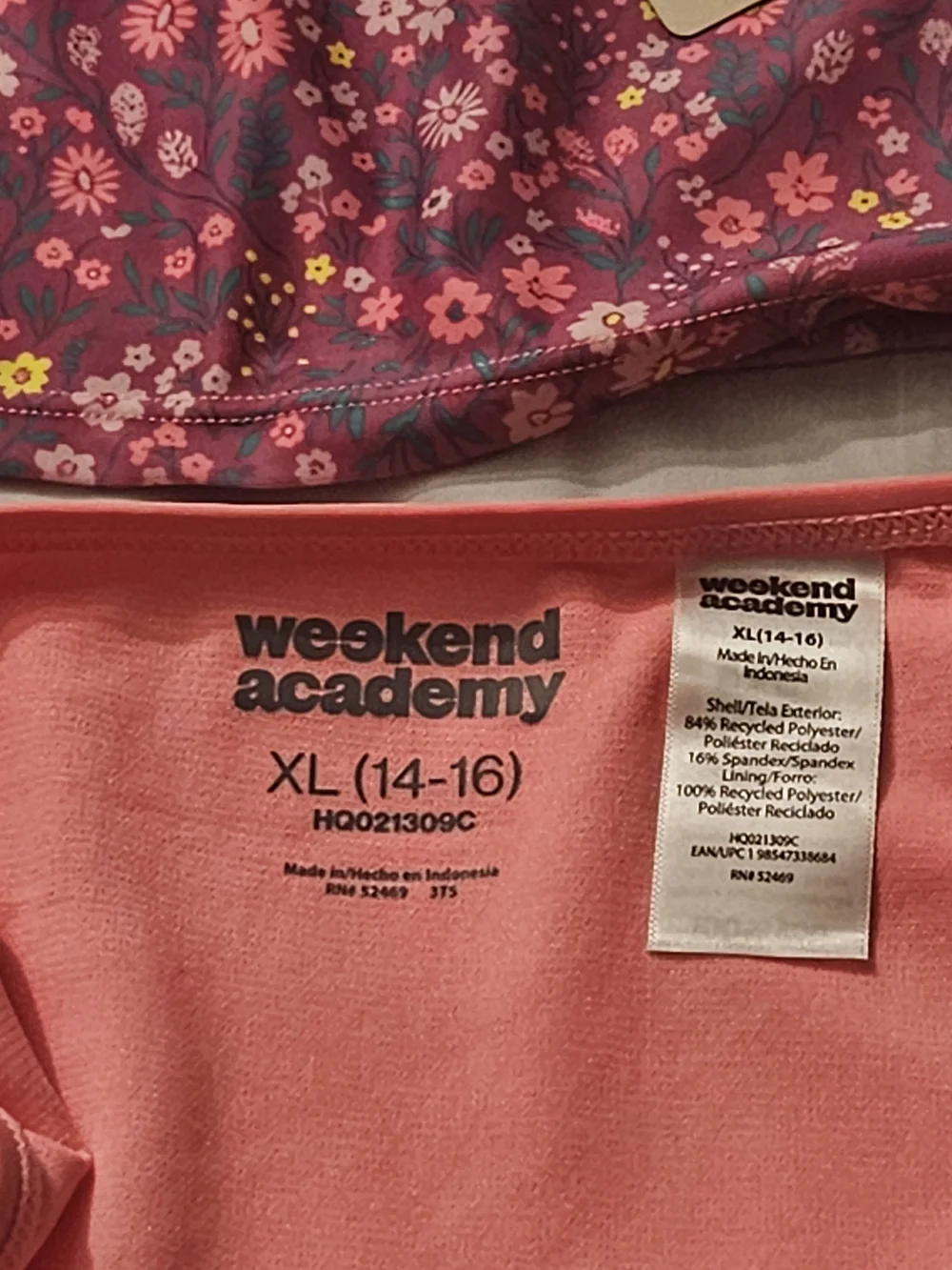 Wonder Nation Girls' Pink Floral Long-Sleeve Swim Set